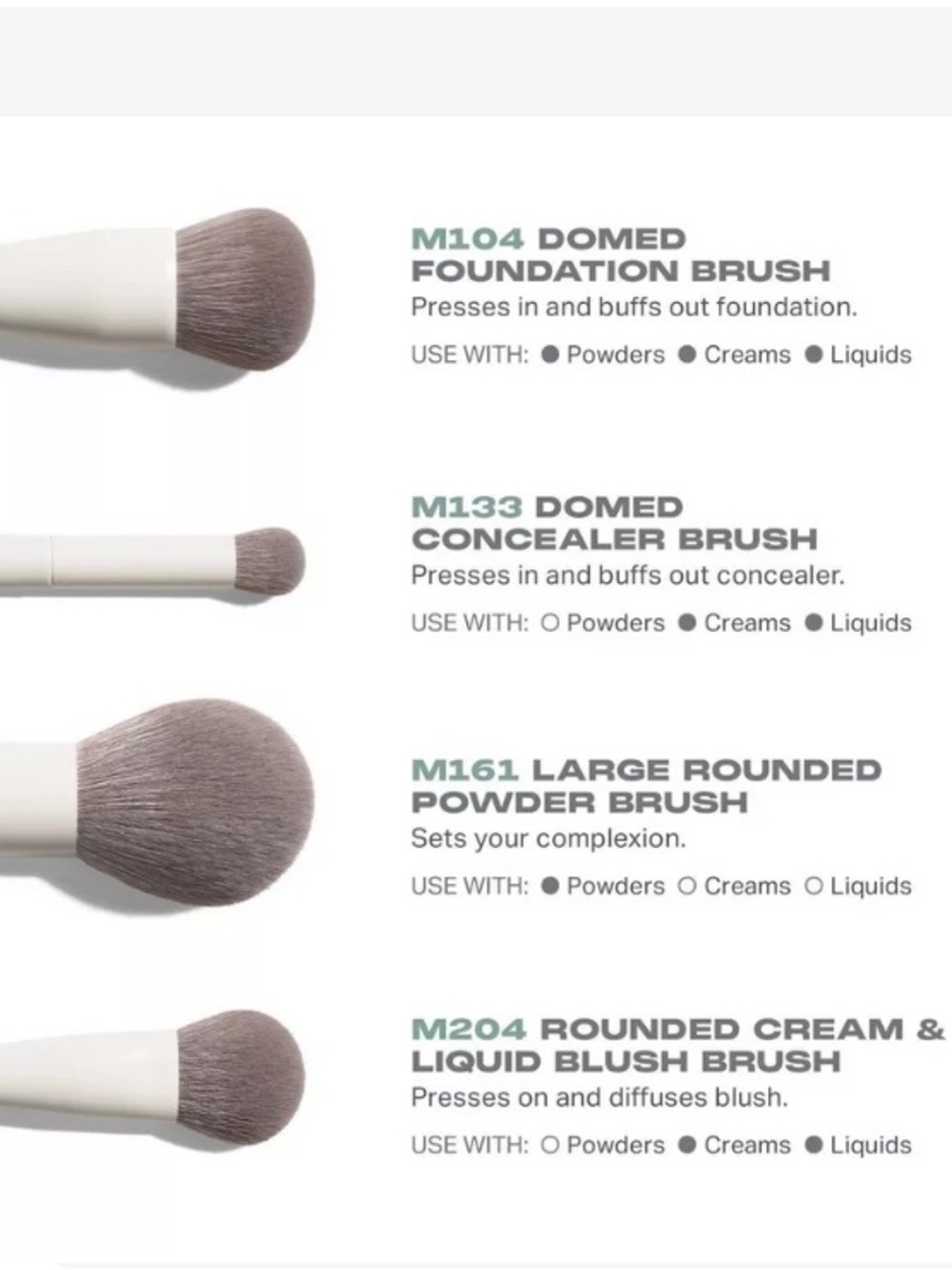 Morphe Eye & Brow Brush Set - White Handles with Taupe Bristles - Picture 3 of 7